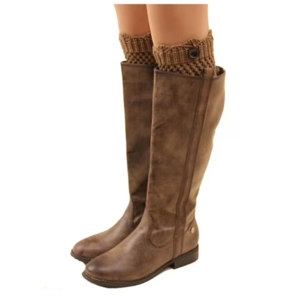 Brown Winter Crochet Knit Leg Warmers Knee Cuff | One Size